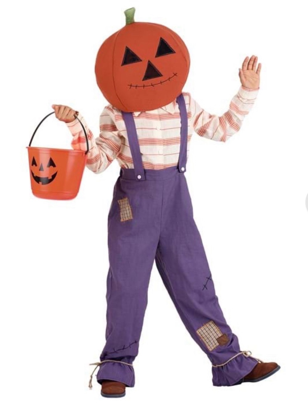Pumpkin Head Kids Costume - Orange & Purple S